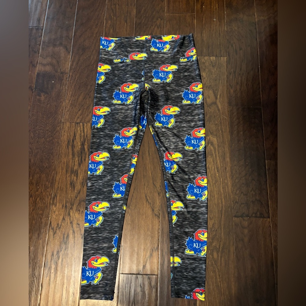 University of Kansas Jayhawk Logo Patterned Leggings - Black
